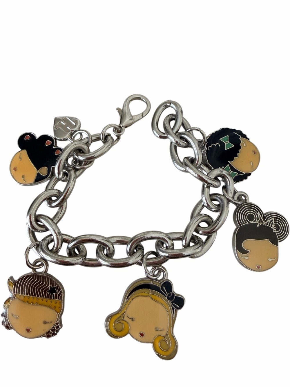 Y2K Vintage 2000’S HARAJUKU LOVERS GWEN STEFANI Charm Dangle Silver Bracelet